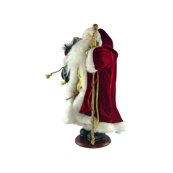 Vintage Santa Claus Figurine With Gift Bag & Staff Christmas Holiday Decoration - Picture 2 of 16